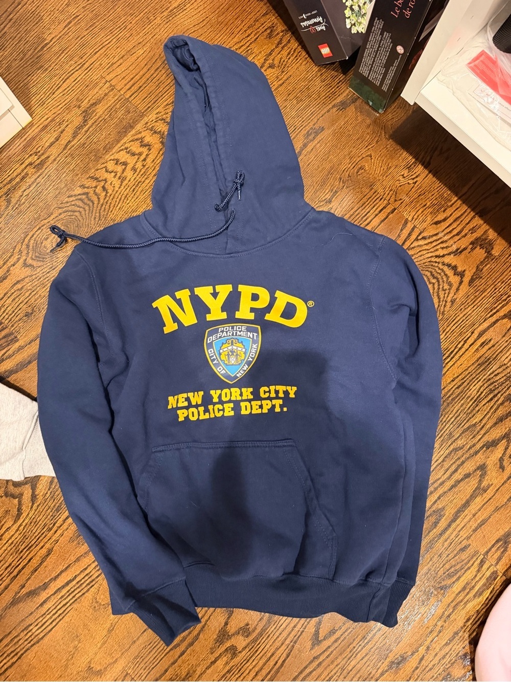 NYPD Navy Blue Hooded Sweatshirt with Yellow Logo